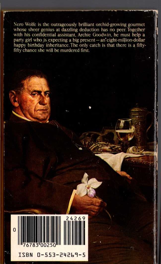 Rex Stout  PRISONER'S BASE magnified rear book cover image