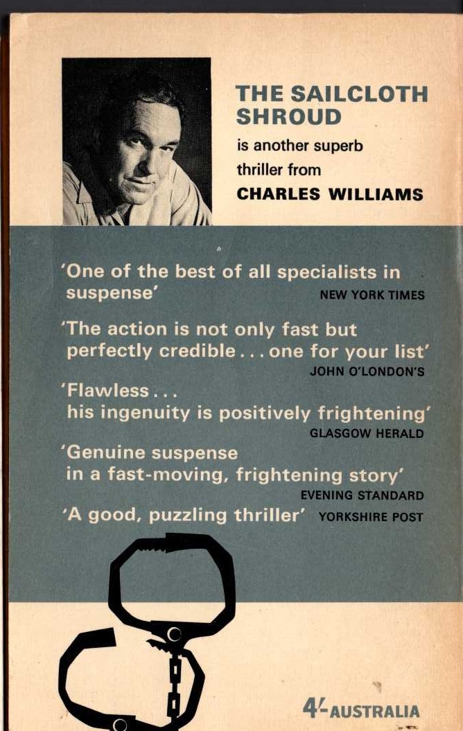 Charles Williams  THE SAILCLOTH SHROUD magnified rear book cover image