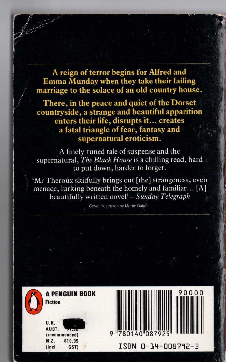 Paul Theroux  THE BLACK HOUSE magnified rear book cover image