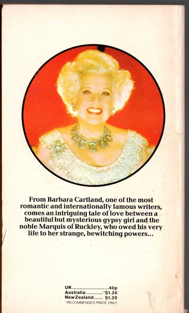 Barbara Cartland  BEWITCHED magnified rear book cover image