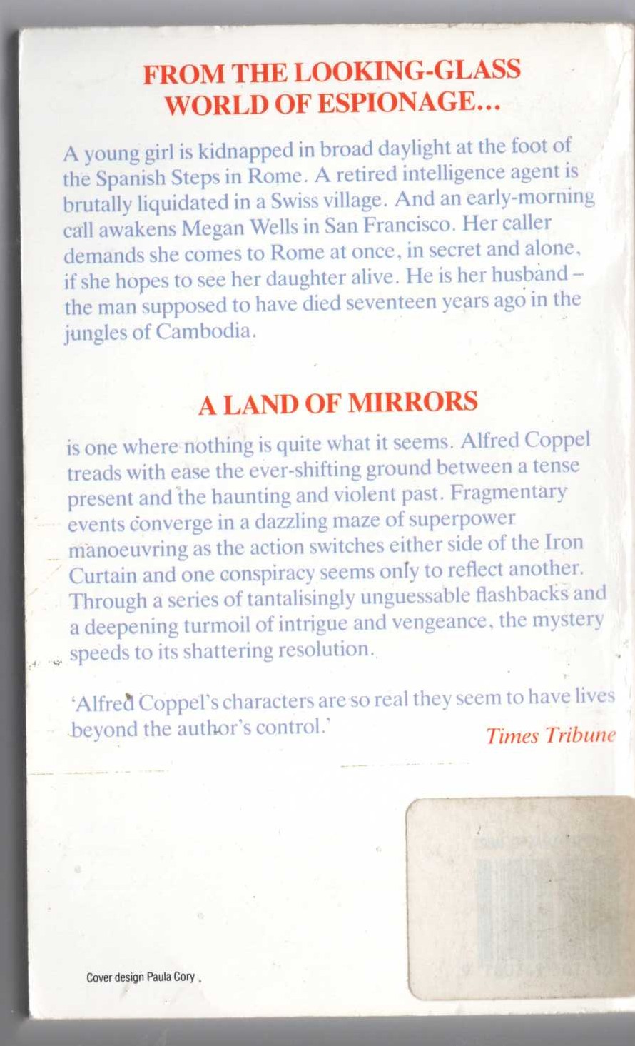 Alfred Coppel  A LAND OF MIRRORS magnified rear book cover image