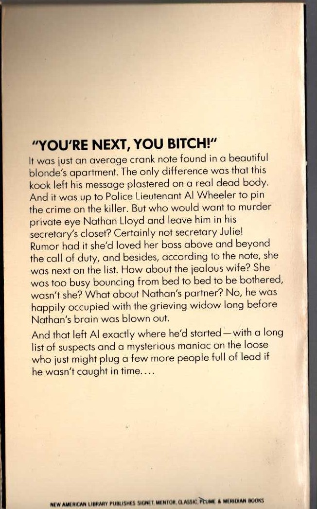 Carter Brown  THE DREAM MERCHANT magnified rear book cover image