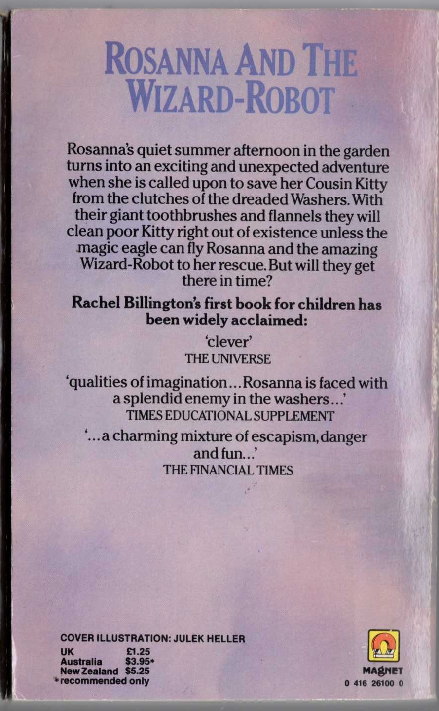 Rachel Billington  ROSANNA AND THE WIZARD-ROBOT magnified rear book cover image