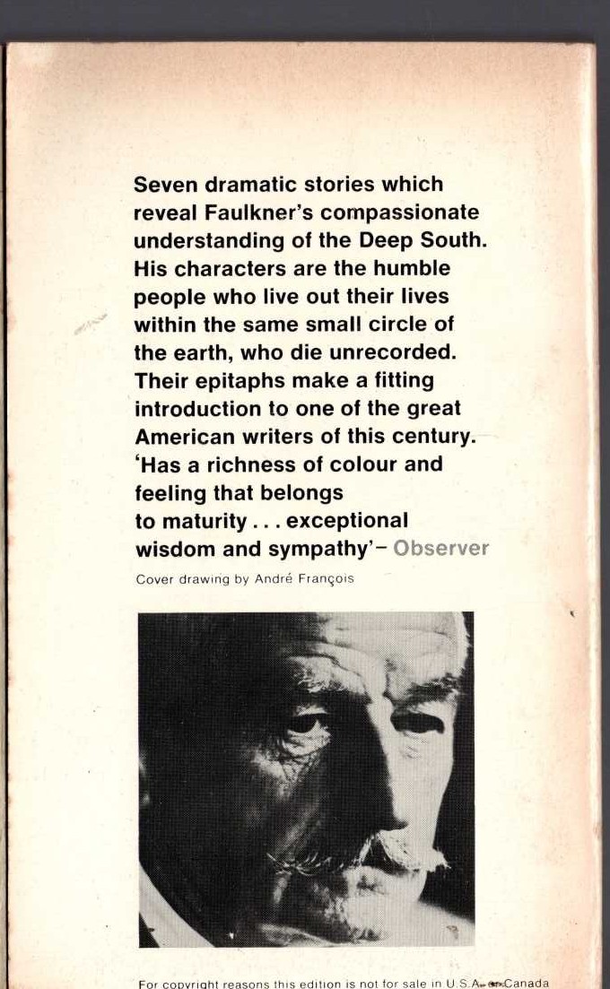 William Faulkner  GO DOWN MOSES magnified rear book cover image