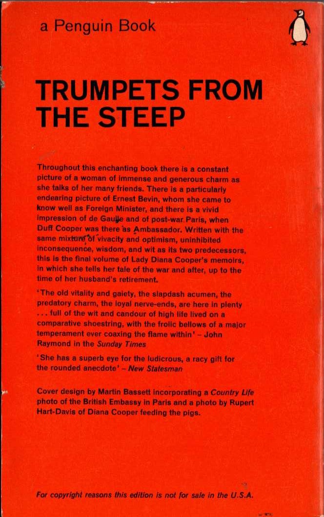Diana Cooper  TRUMPETS FROM THE STEEP magnified rear book cover image