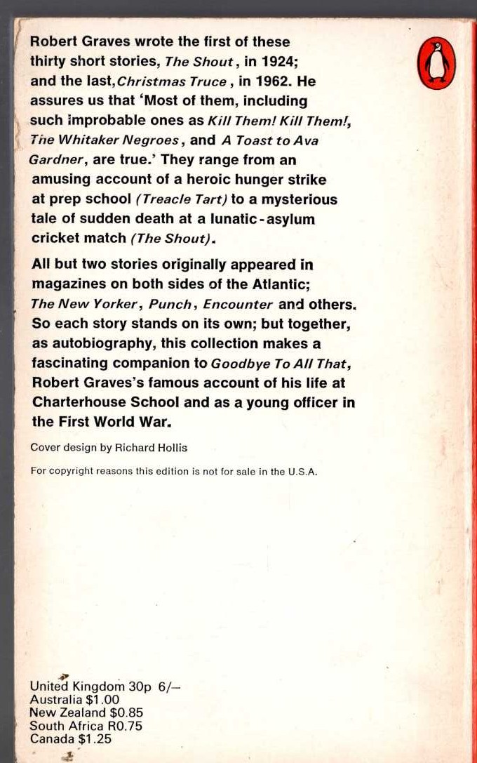 Robert Graves  COLLECTED SHORT STORIES magnified rear book cover image