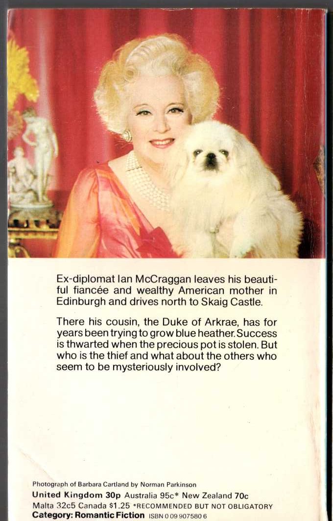 Barbara Cartland  BLUE HEATHER magnified rear book cover image