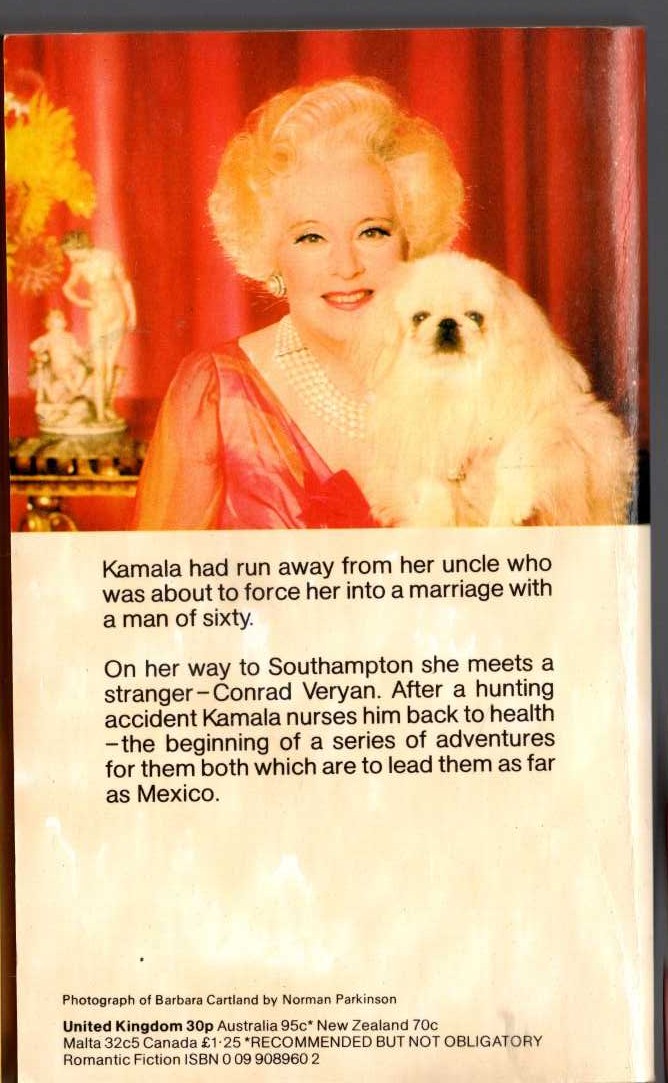 Barbara Cartland  JOURNEY TO PARADISE magnified rear book cover image