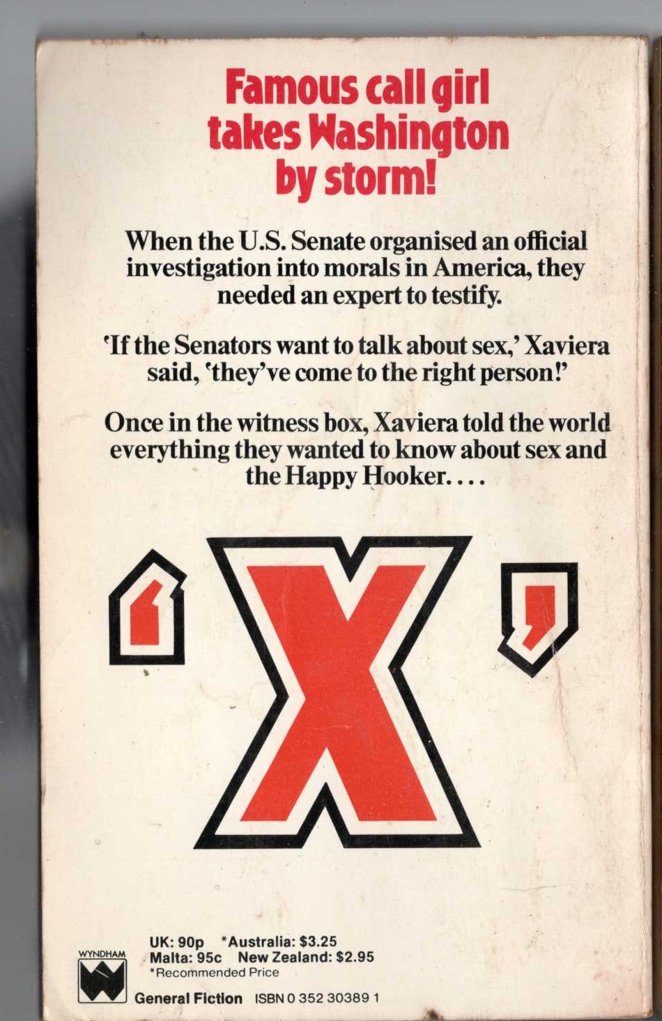 Anne Fletcher  THE HAPPY HOOKER GOES TO WASHINGTON magnified rear book cover image