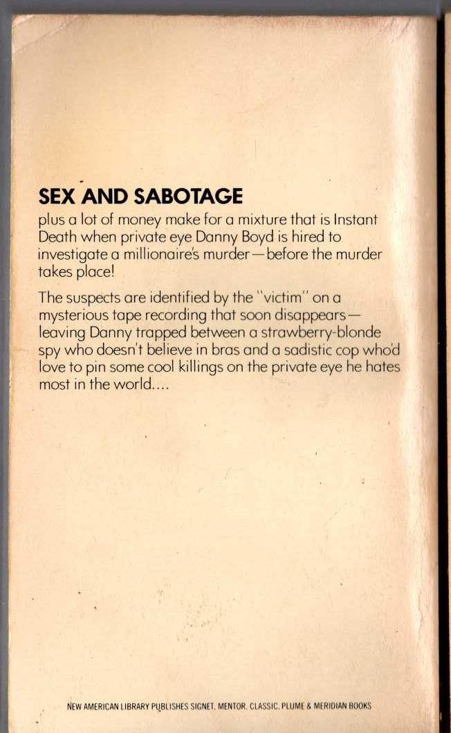 Carter Brown  MURDER IS THE MESSAGE magnified rear book cover image