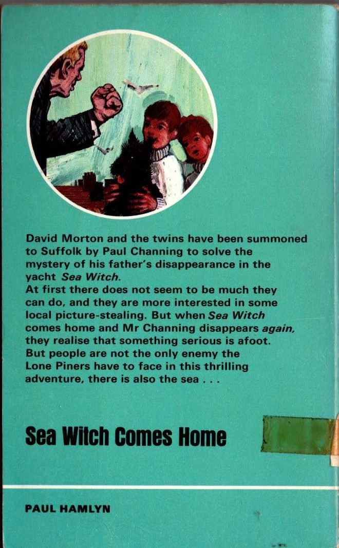 Malcolm Saville  SEA WITCH COMES HOME magnified rear book cover image
