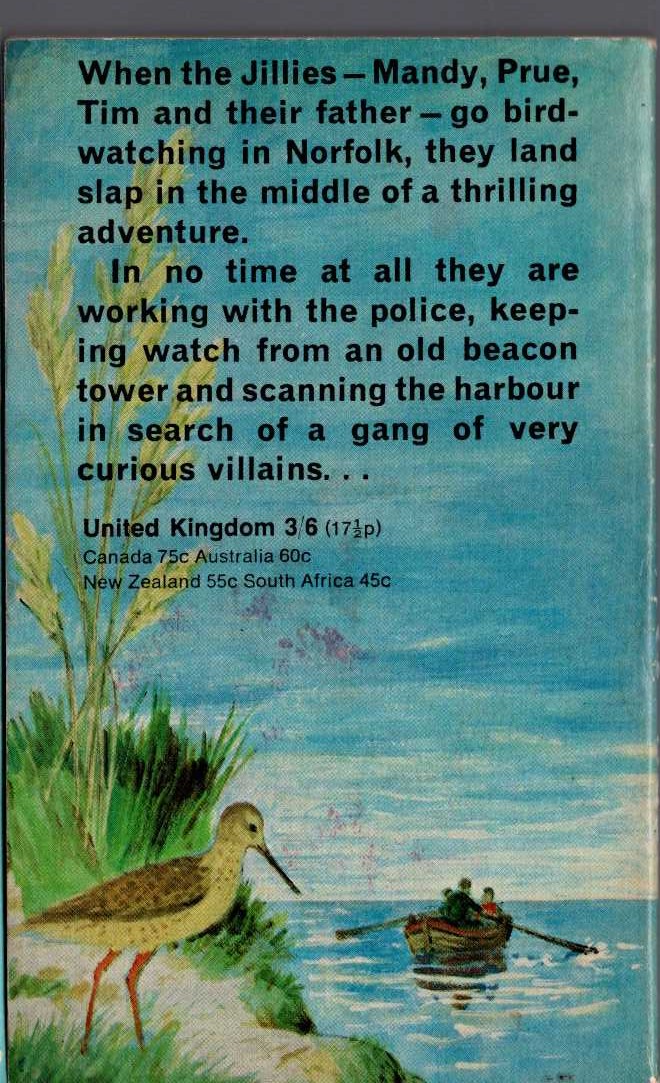 Malcolm Saville  REDSHANK'S WARNING magnified rear book cover image