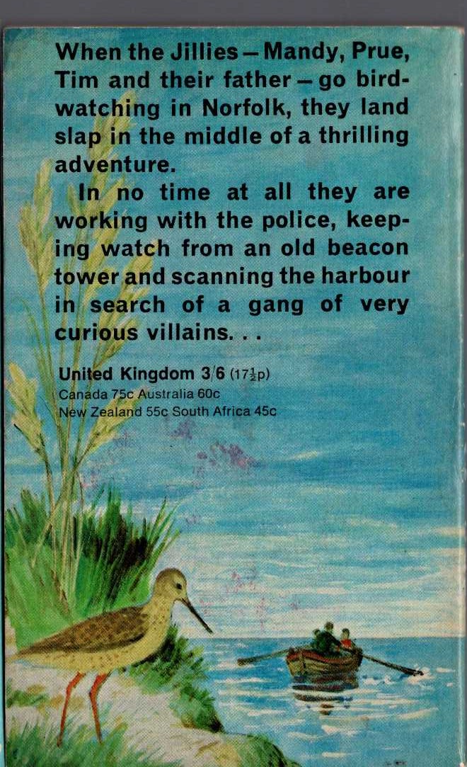 Malcolm Saville  REDSHANK'S WARNING magnified rear book cover image