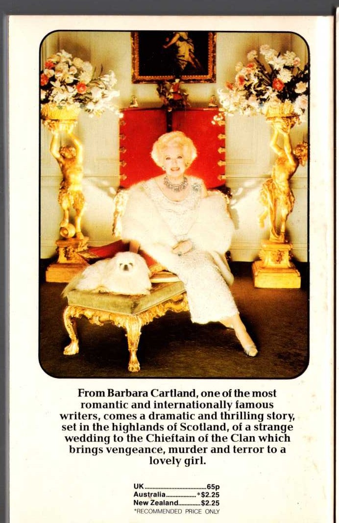 Barbara Cartland  THE CHIEFTAIN WITHOUT A HEART magnified rear book cover image