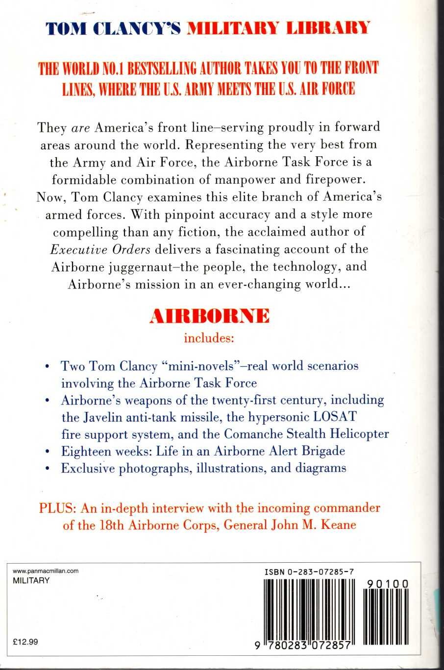 Tom Clancy  AIRBORNE. A Guided Tour of an Airborne Task Force magnified rear book cover image
