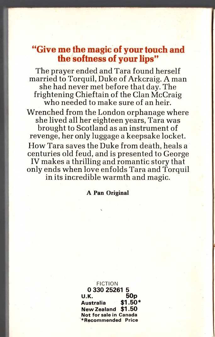 Barbara Cartland  THE CURSE OF THE CLAN magnified rear book cover image