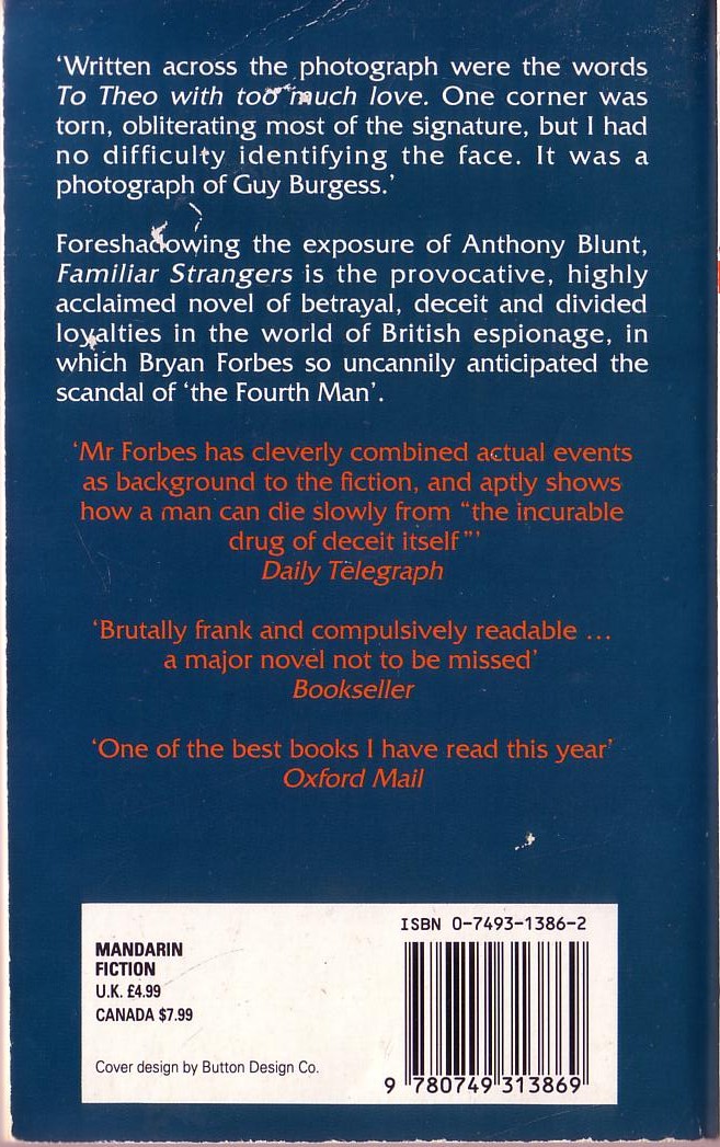 Bryan Forbes  FAMILIAR STRANGERS magnified rear book cover image