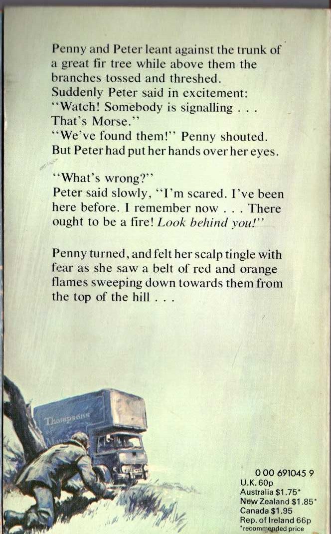 Malcolm Saville  THE SECRET OF GREY WALLS magnified rear book cover image