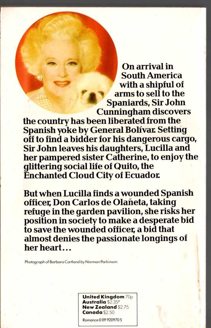 Barbara Cartland  THE NAKED BATTLE magnified rear book cover image