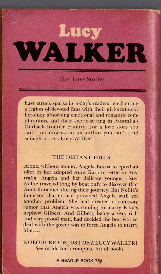 Lucy Walker  THE DISTANT HILLS magnified rear book cover image