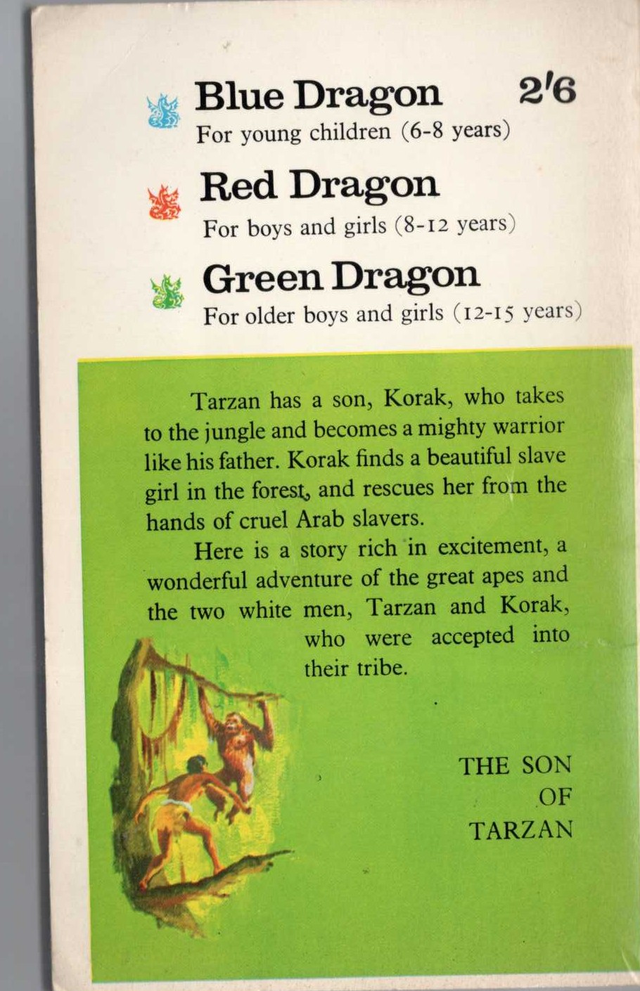 Edgar Rice Burroughs  THE SON OF TARZAN magnified rear book cover image