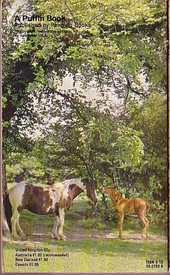 THE PUFFIN BOOK OF HORSES magnified rear book cover image