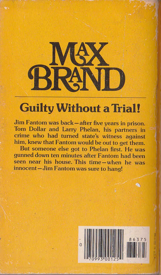 Max Brand  THE HAPPY VALLEY magnified rear book cover image