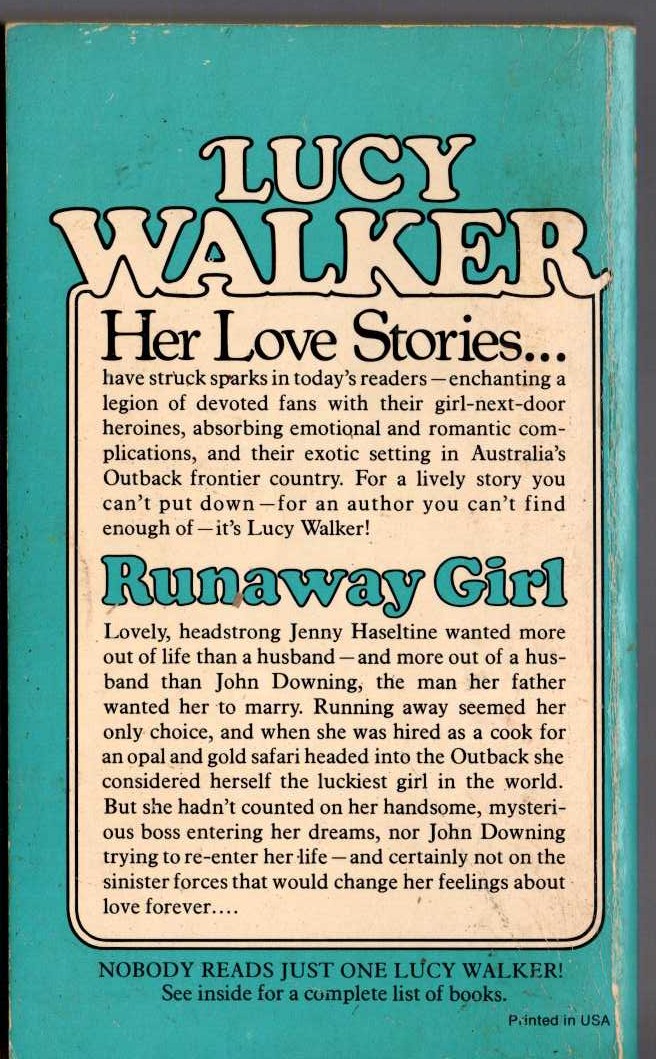 Lucy Walker  RUNAWAY GIRL magnified rear book cover image