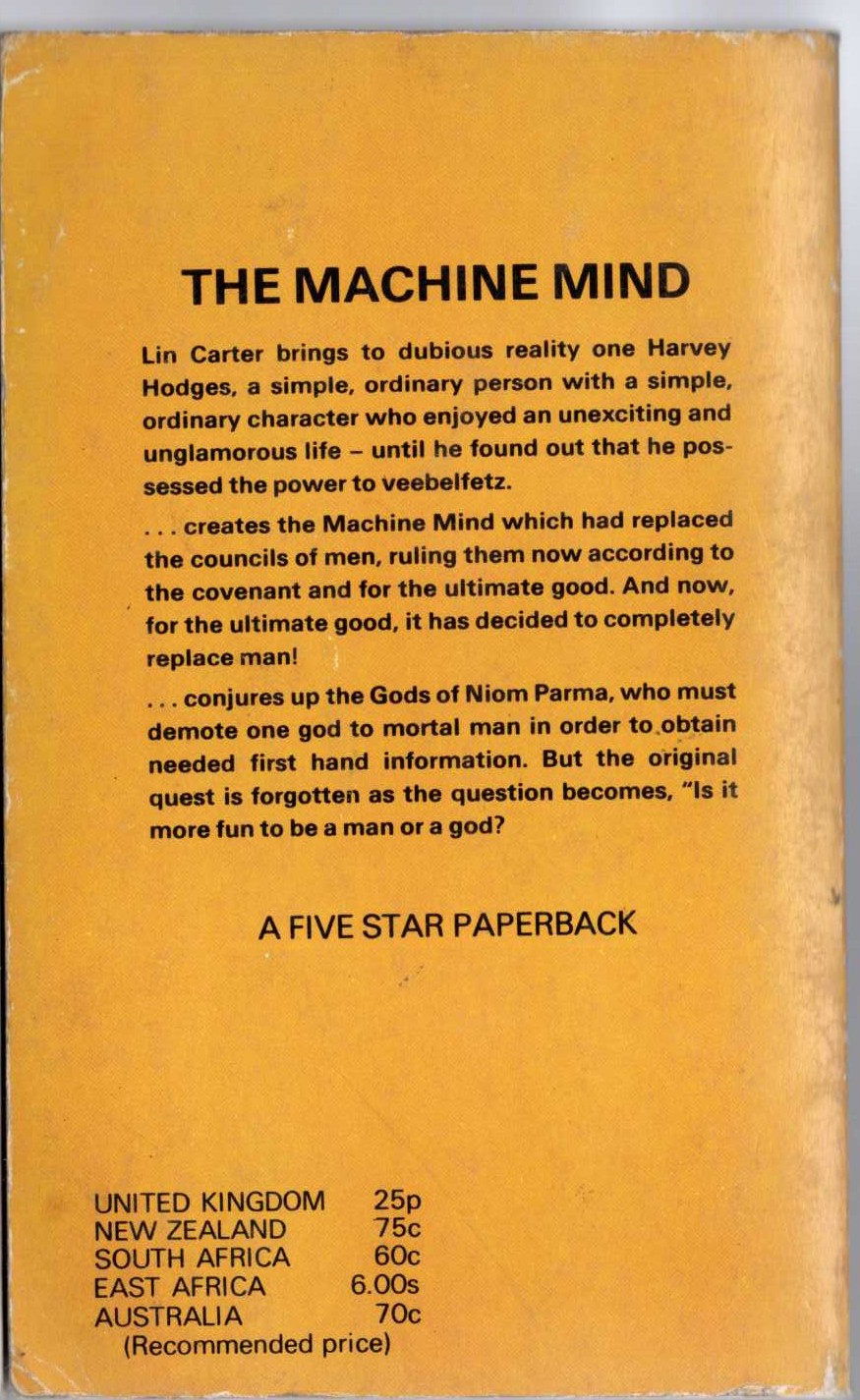Lin Carter  BEYOND THE GATES OF DREAM magnified rear book cover image