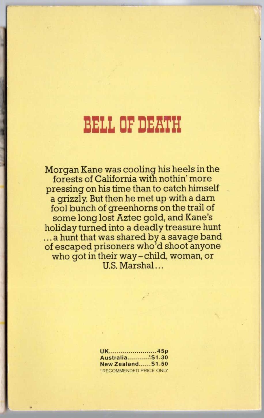 Louis Masterson  BELL OF DEATH magnified rear book cover image