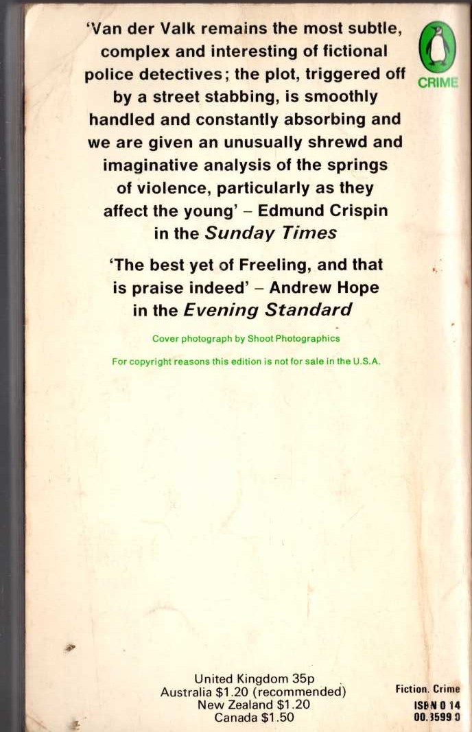 Nicolas Freeling  OVER THE HIGH SIDE magnified rear book cover image