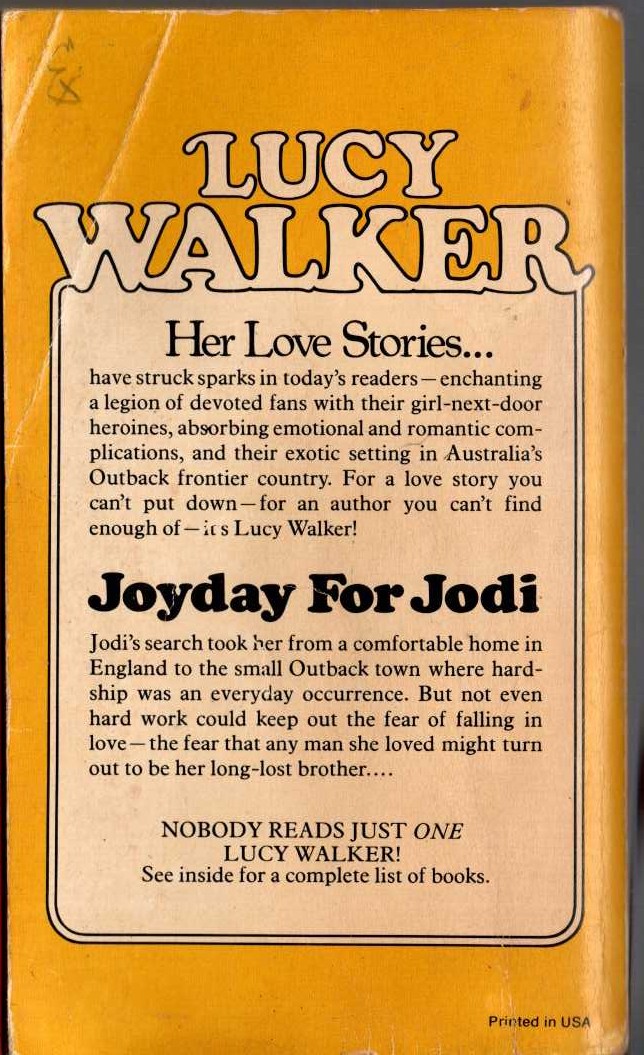 Lucy Walker  JOYDAY FOR JODI magnified rear book cover image