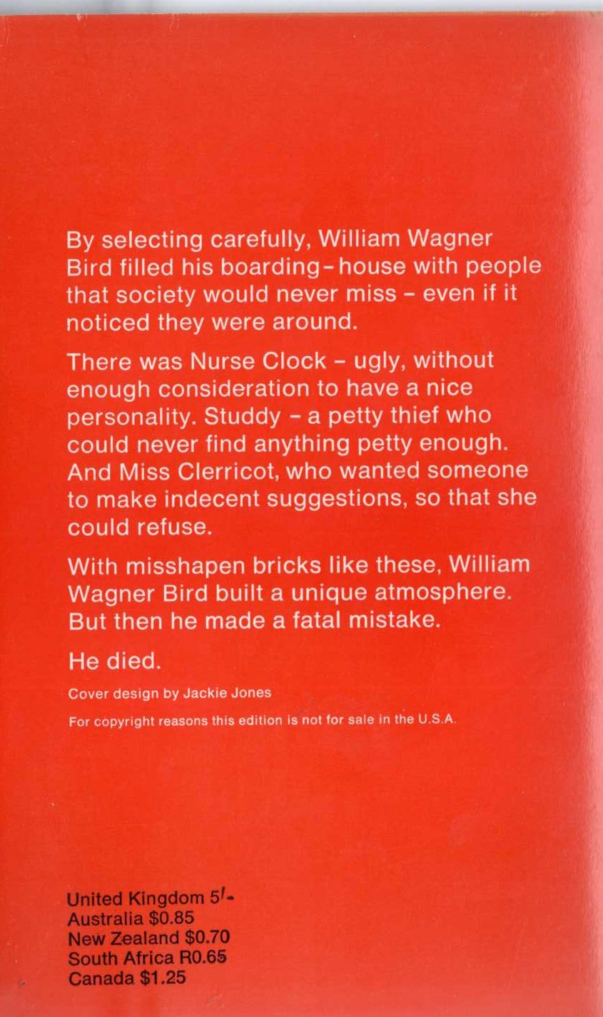 William Trevor  THE BOARDING-HOUSE magnified rear book cover image