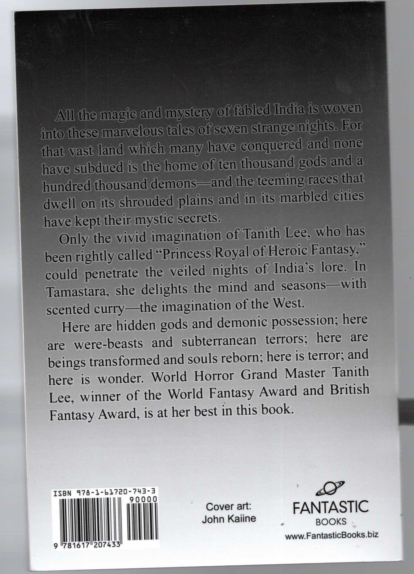 Tanith Lee  THE INDIAN NIGHTS magnified rear book cover image