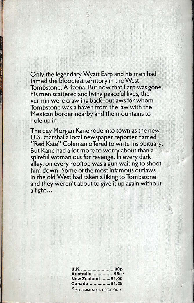 Louis Masterson  DUEL IN TOMBSTONE magnified rear book cover image
