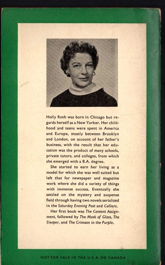 Holly Roth  THE SLEEPER magnified rear book cover image
