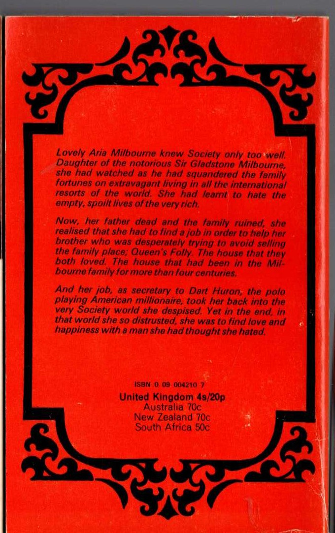 Barbara Cartland  LOVE FORBIDDEN magnified rear book cover image