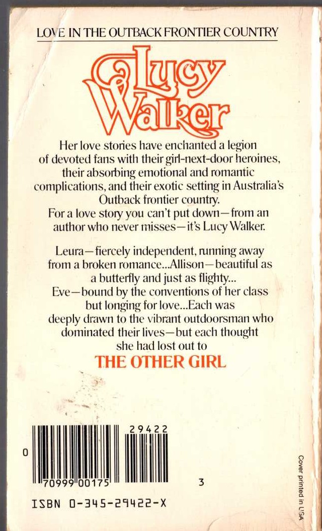 Lucy Walker  THE OTHER GIRL magnified rear book cover image