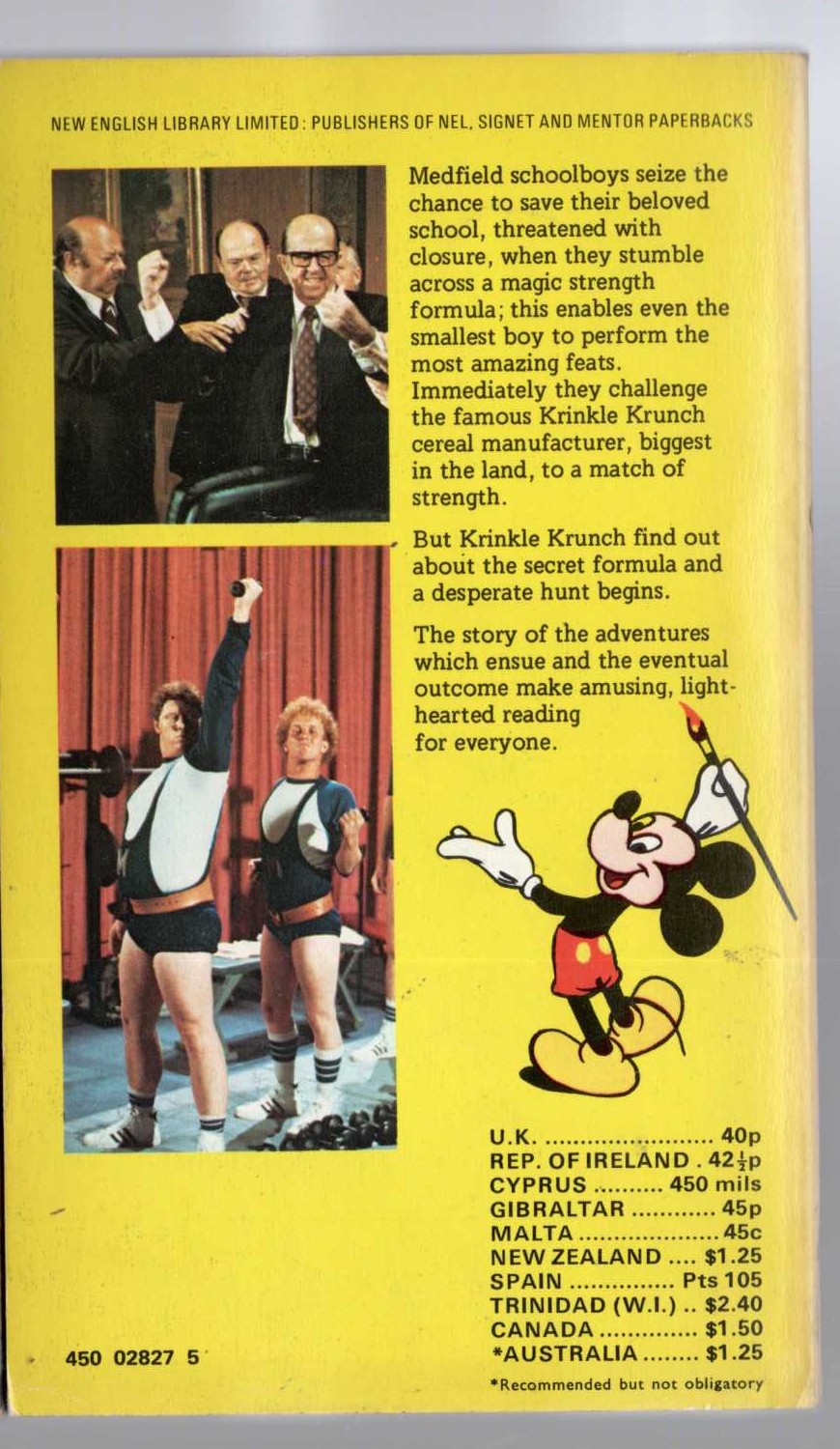 Ann Spanoghe (adapts) THE STRONGEST MAN IN THE WORLD (a Walt Disney production) magnified rear book cover image
