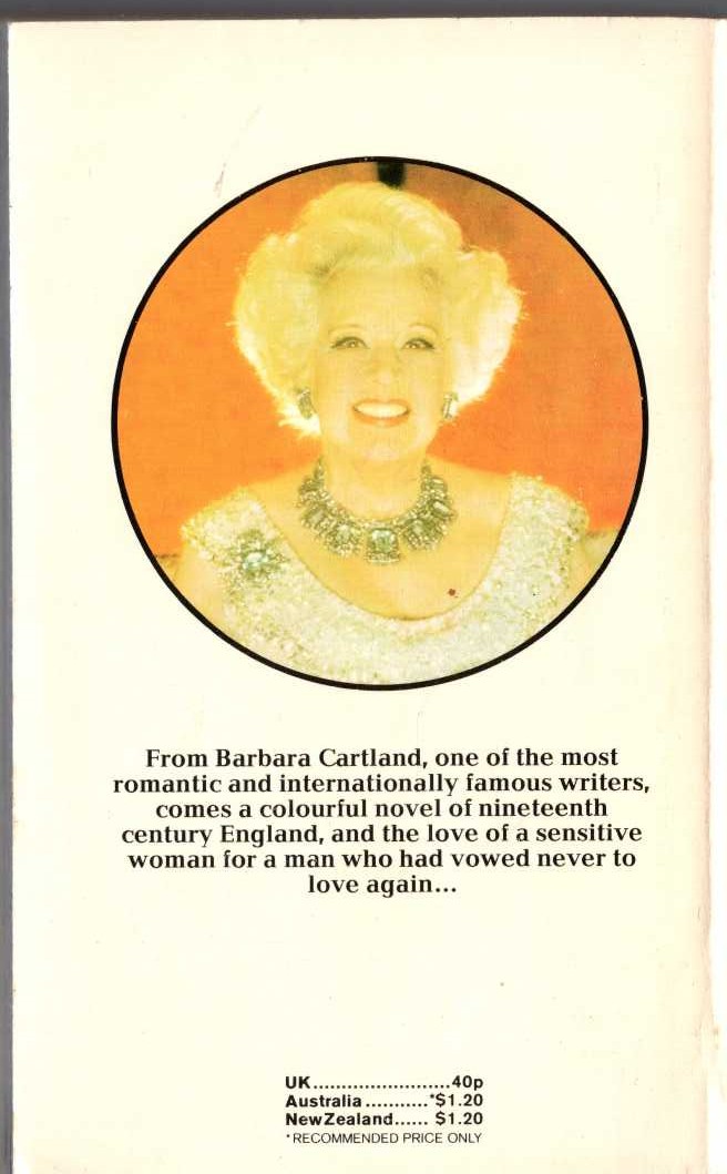Barbara Cartland  A SWORD TO THE HEART magnified rear book cover image