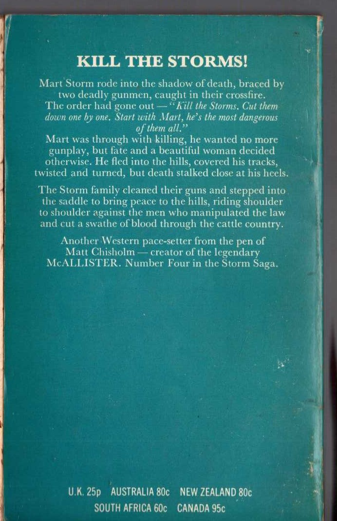 Matt Chisholm  ONE NOTCH TO DEATH magnified rear book cover image