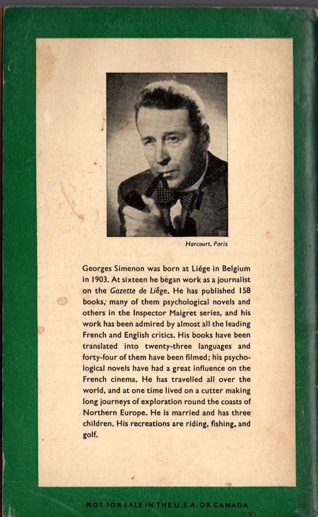 Georges Simenon  MAIGRET'S REVOLVER magnified rear book cover image