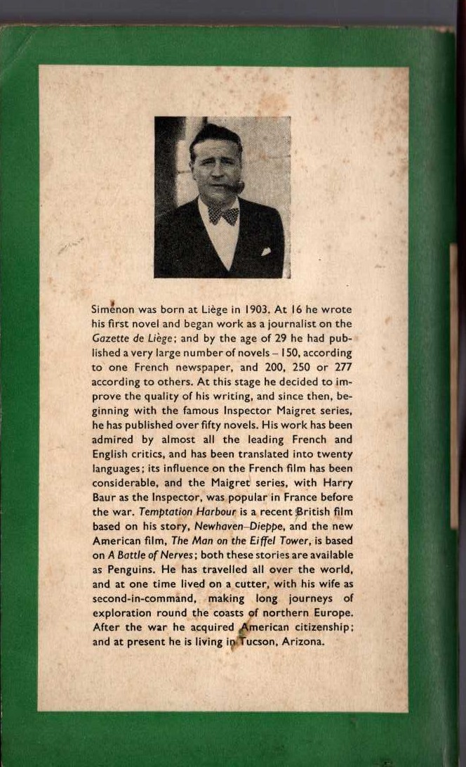 Georges Simenon  THE MAN FROM EVERYWHERE and NEWHAVEN-DIEPPE magnified rear book cover image