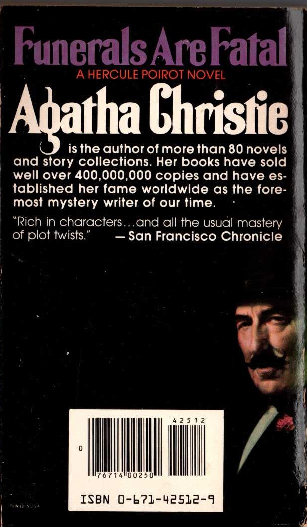 Agatha Christie  FUNERALS ARE FATAL [U.K. AFTER THE FUNERAL] magnified rear book cover image