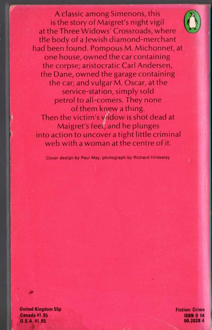 Georges Simenon  MAIGRET AT THE CROSSROADS magnified rear book cover image