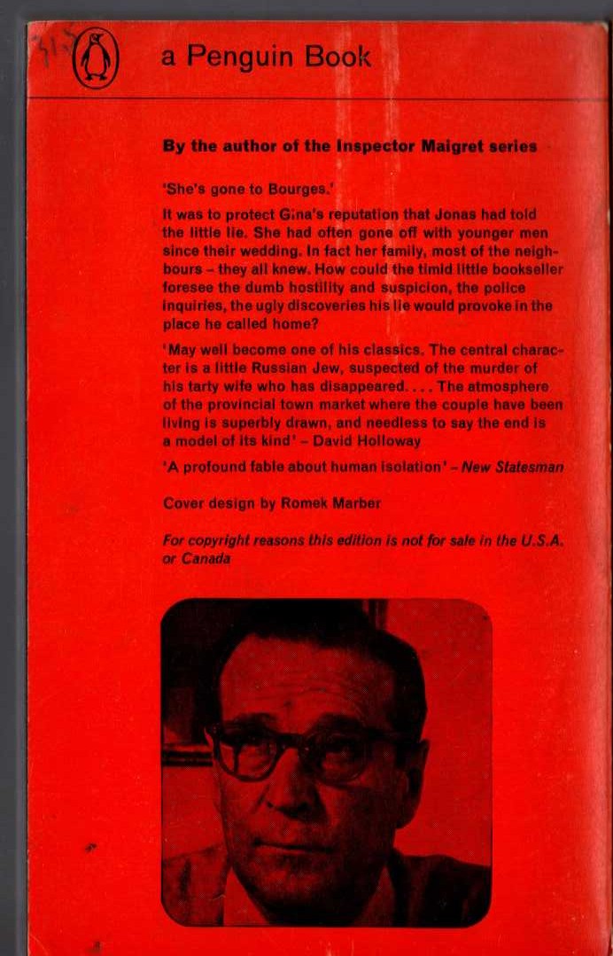 Georges Simenon  THE LITTLE MAN FROM ARCHANGEL magnified rear book cover image