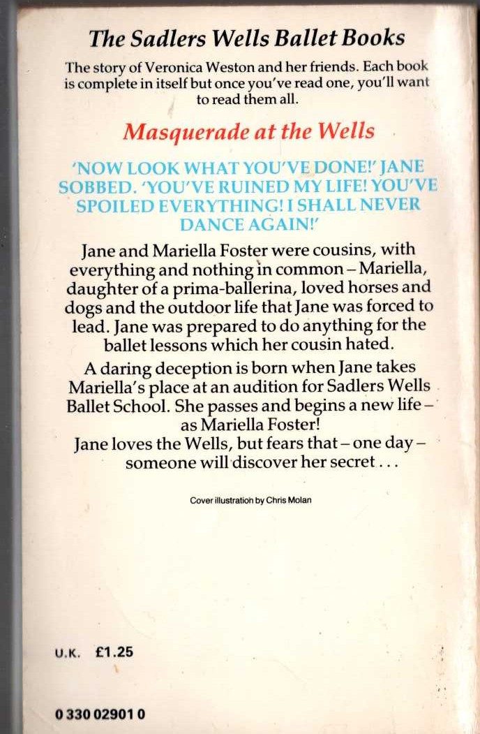 Lorna Hill  MASQUERADE AT THE WELLS magnified rear book cover image