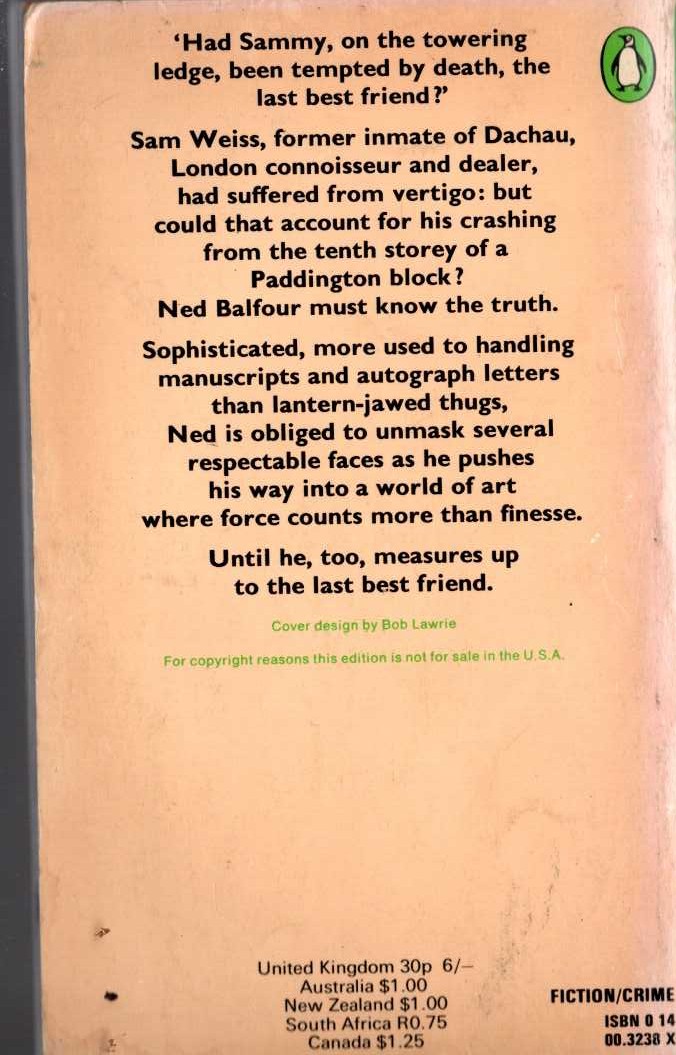 George Sims  THE LAST BEST FRIEND magnified rear book cover image