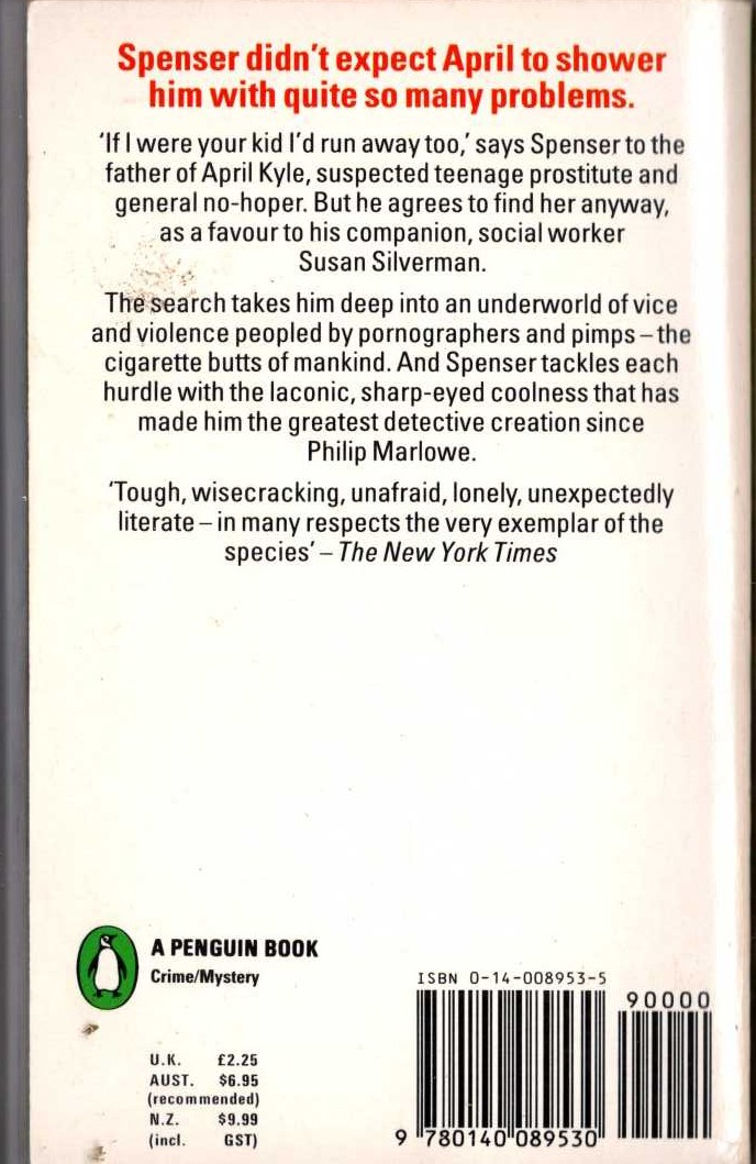Robert B. Parker  CEREMONY magnified rear book cover image