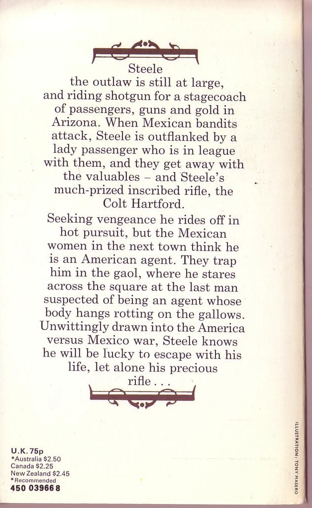 George G. Gilman  ADAM STEELE 5: GUN RUN magnified rear book cover image